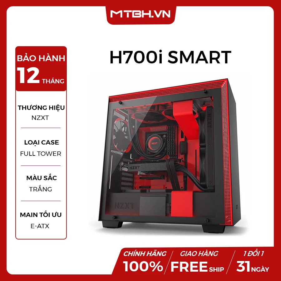 Vỏ Case PC NZXT H700i Black/Red - ATX - Đen/Đỏ - NEW
