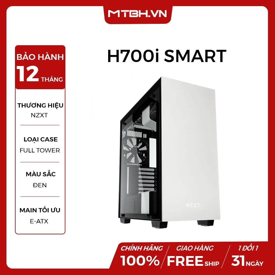 Vỏ Case PC NZXT H700i White - ATX - Trắng - NEW
