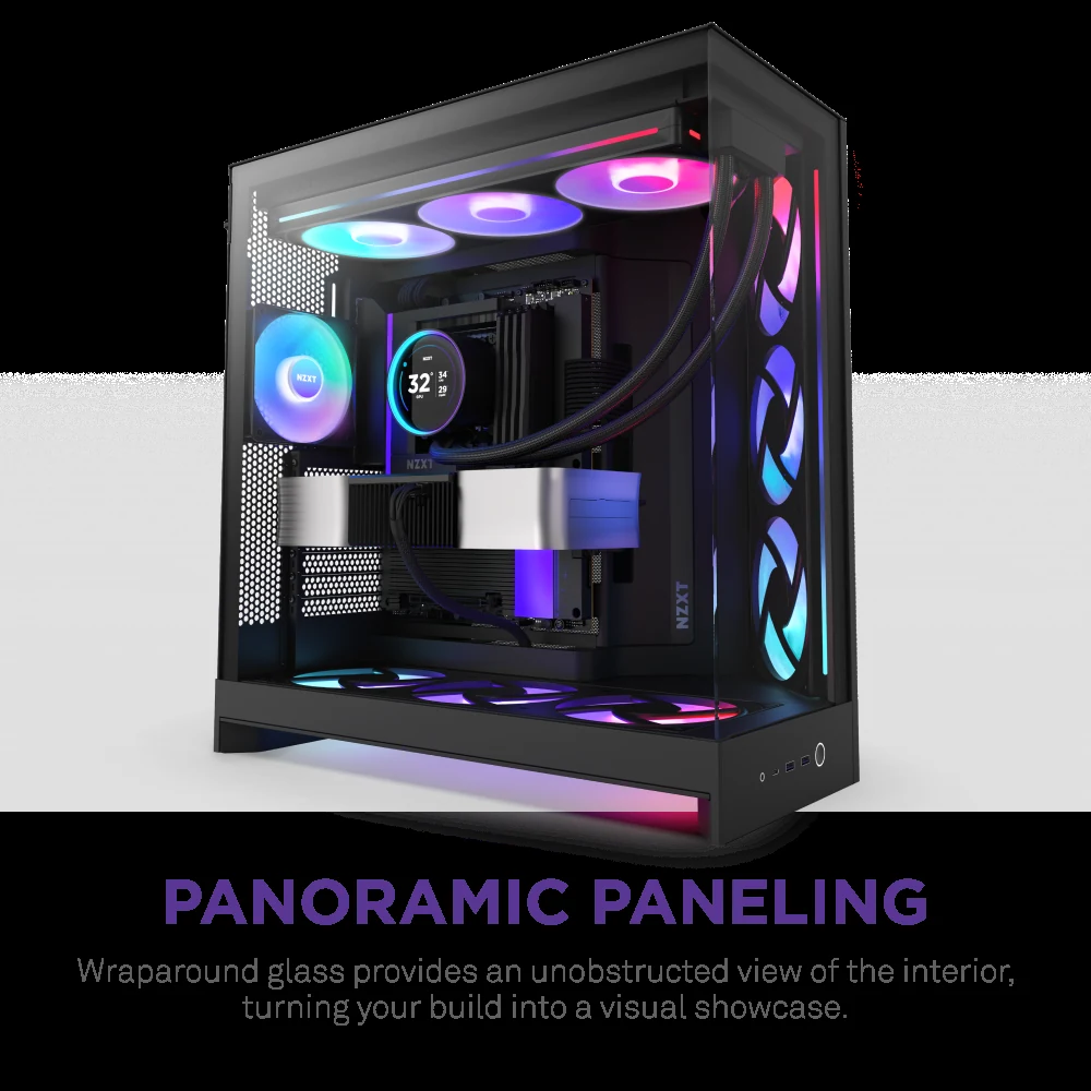 Vỏ Case PC NZXT H9 Flow RGB+ Black - ATX - Đen - NEW