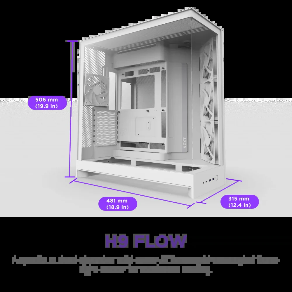 Vỏ Case PC NZXT H9 Flow White - ATX - Trắng - NEW