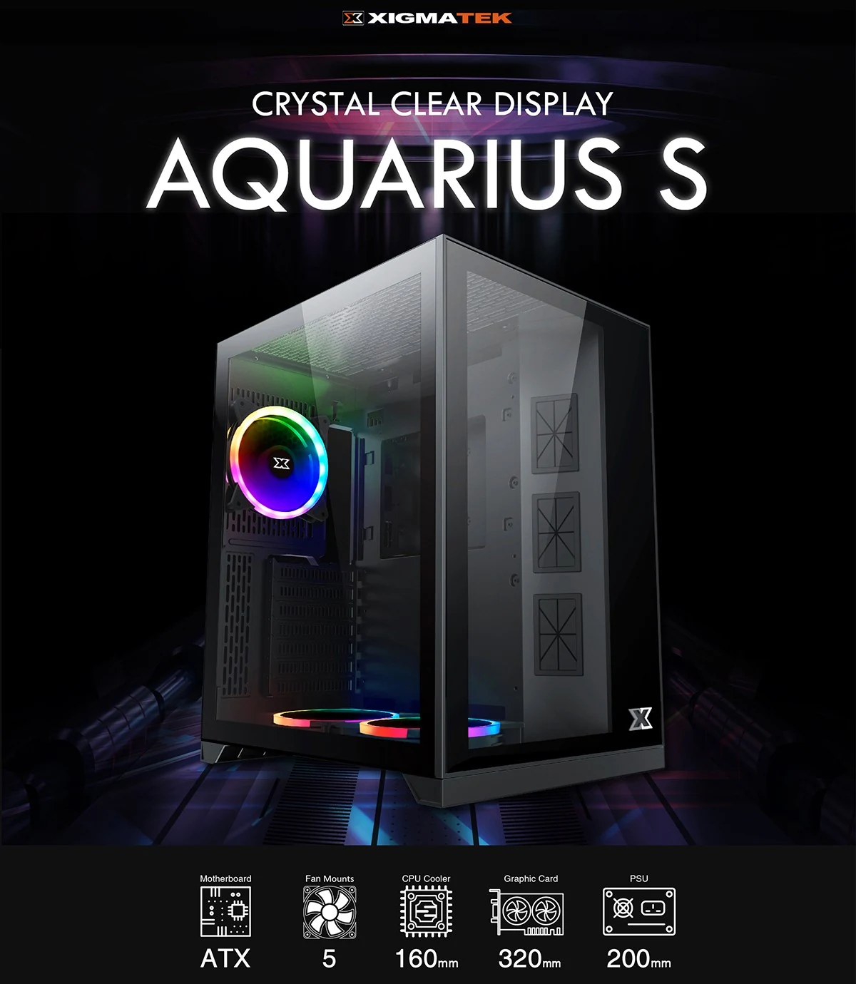 Vỏ Case PC Xigmatek Aquarius S - ATX - Đen - NEW