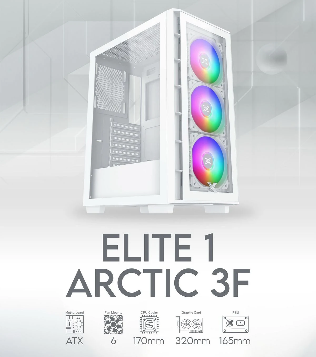 Vỏ Case PC Xigmatek Elite One Arctic 3F - ATX - Trắng - NEW