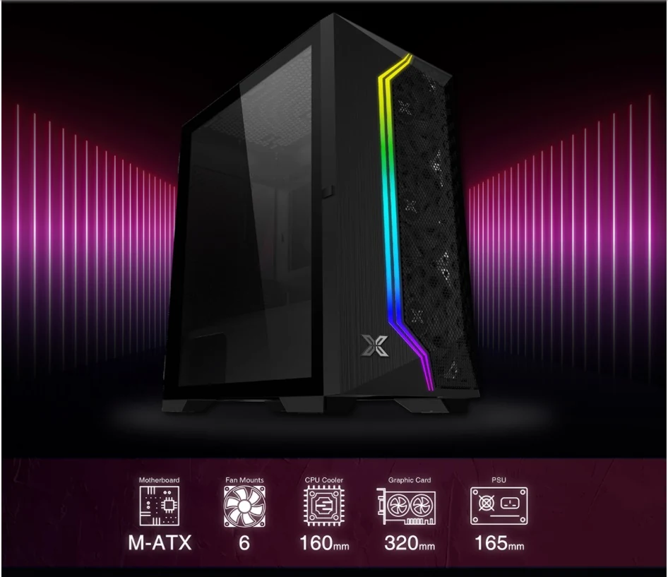 Vỏ Case PC Xigmatek Gemini II 3FB - M-ATX - Đen - NEW