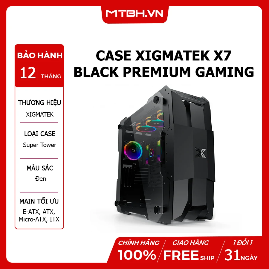 Vỏ Case PC Xigmatek X7 Black - E-ATX - Đen - NEW