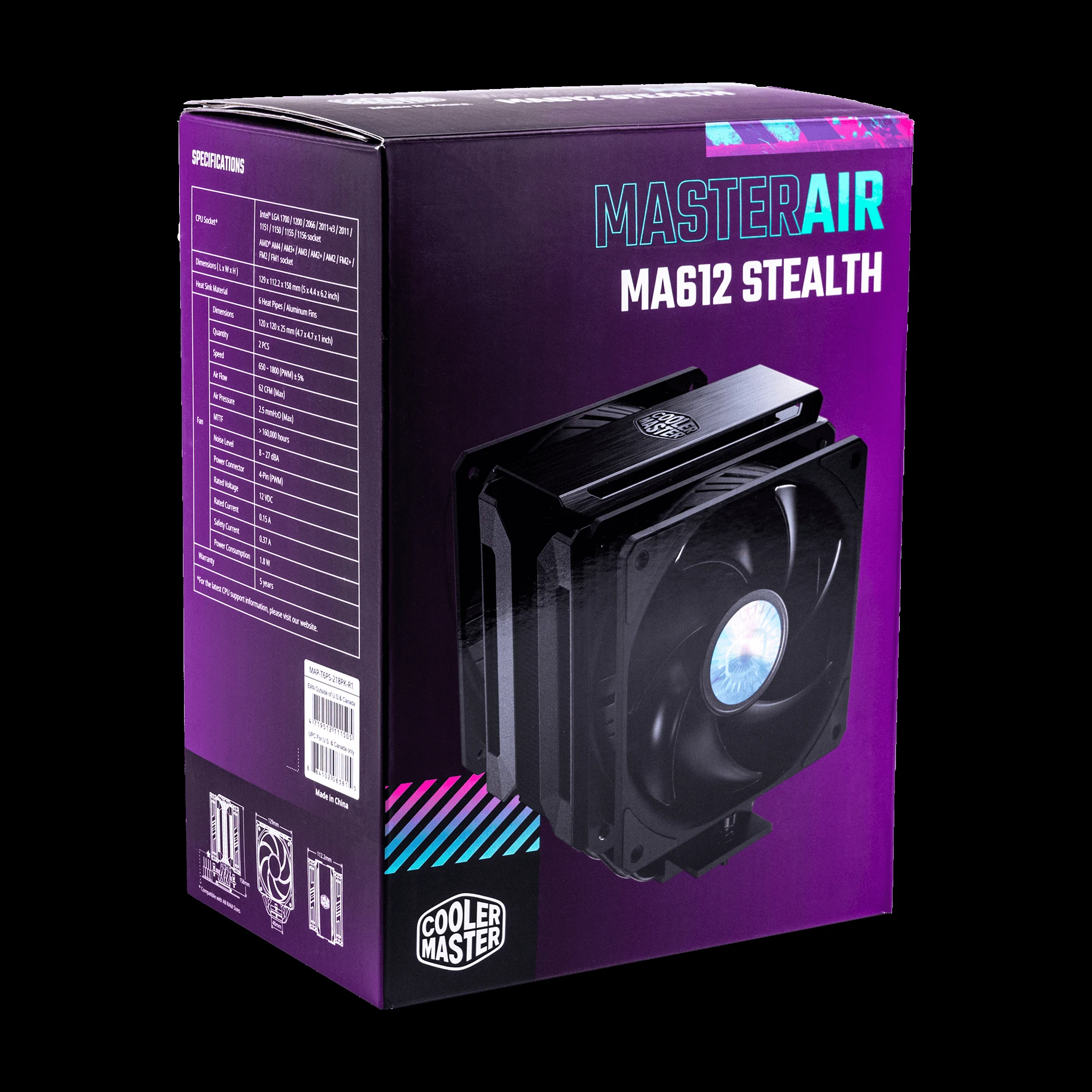 Tản nhiệt khí Cooler Master MasterAir MA612 Stealth - NEW