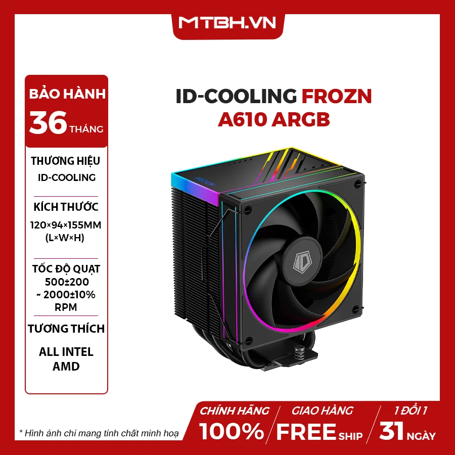 Tản nhiệt khí ID-Cooling FROZN A610 BLACK - NEW