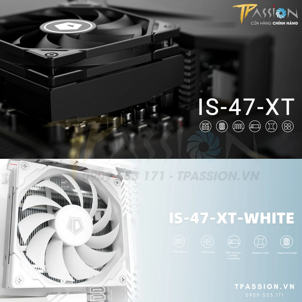Tản nhiệt khí ID-Cooling IS-47-XT WHITE - NEW