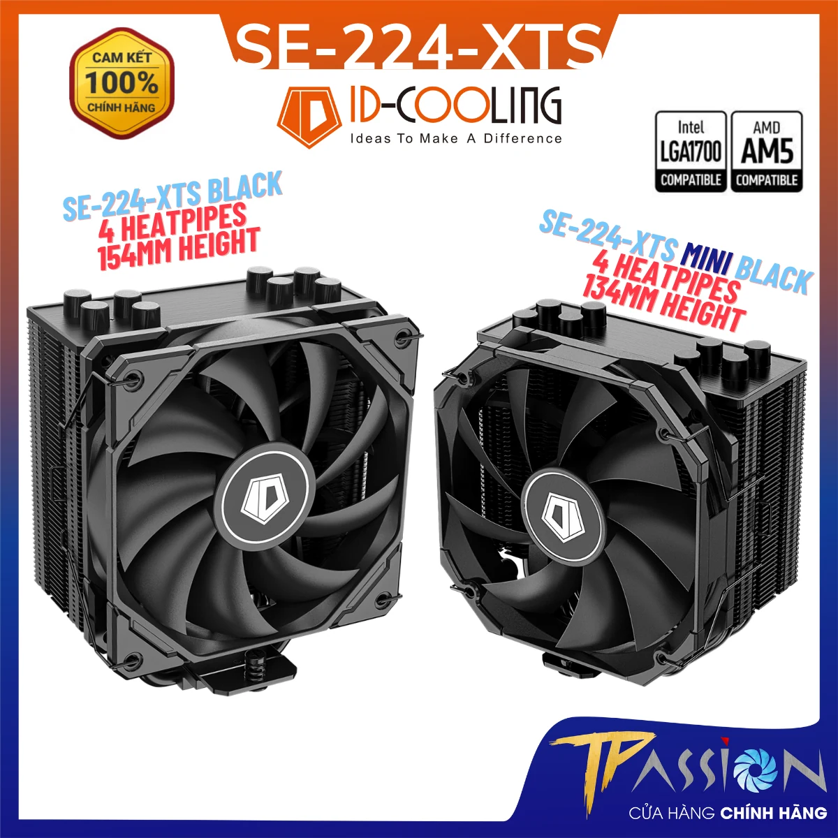 Tản nhiệt khí ID-Cooling SE-224-XTS MINI BLACK - NEW
