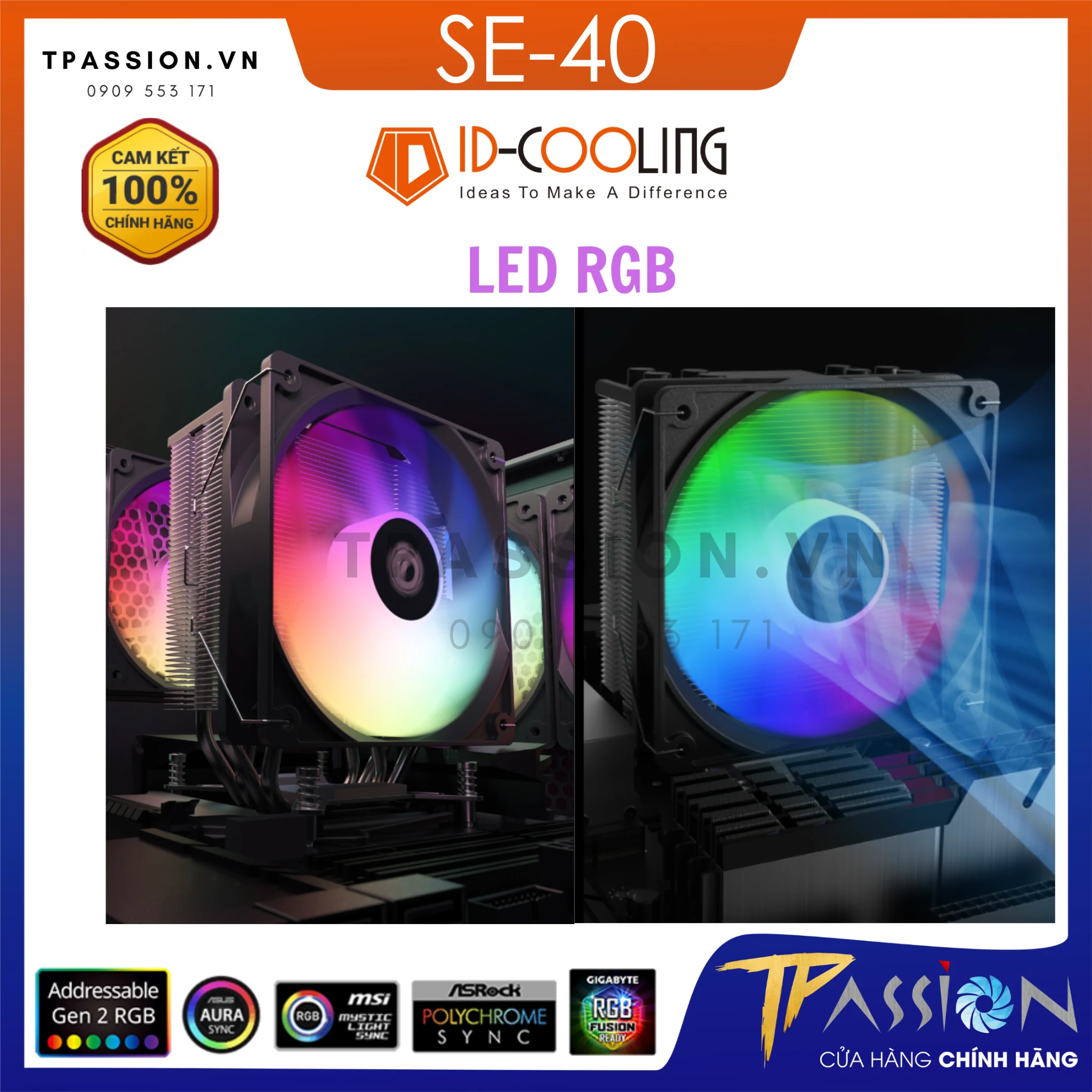 Tản nhiệt khí ID-Cooling SE-40 LED - NEW