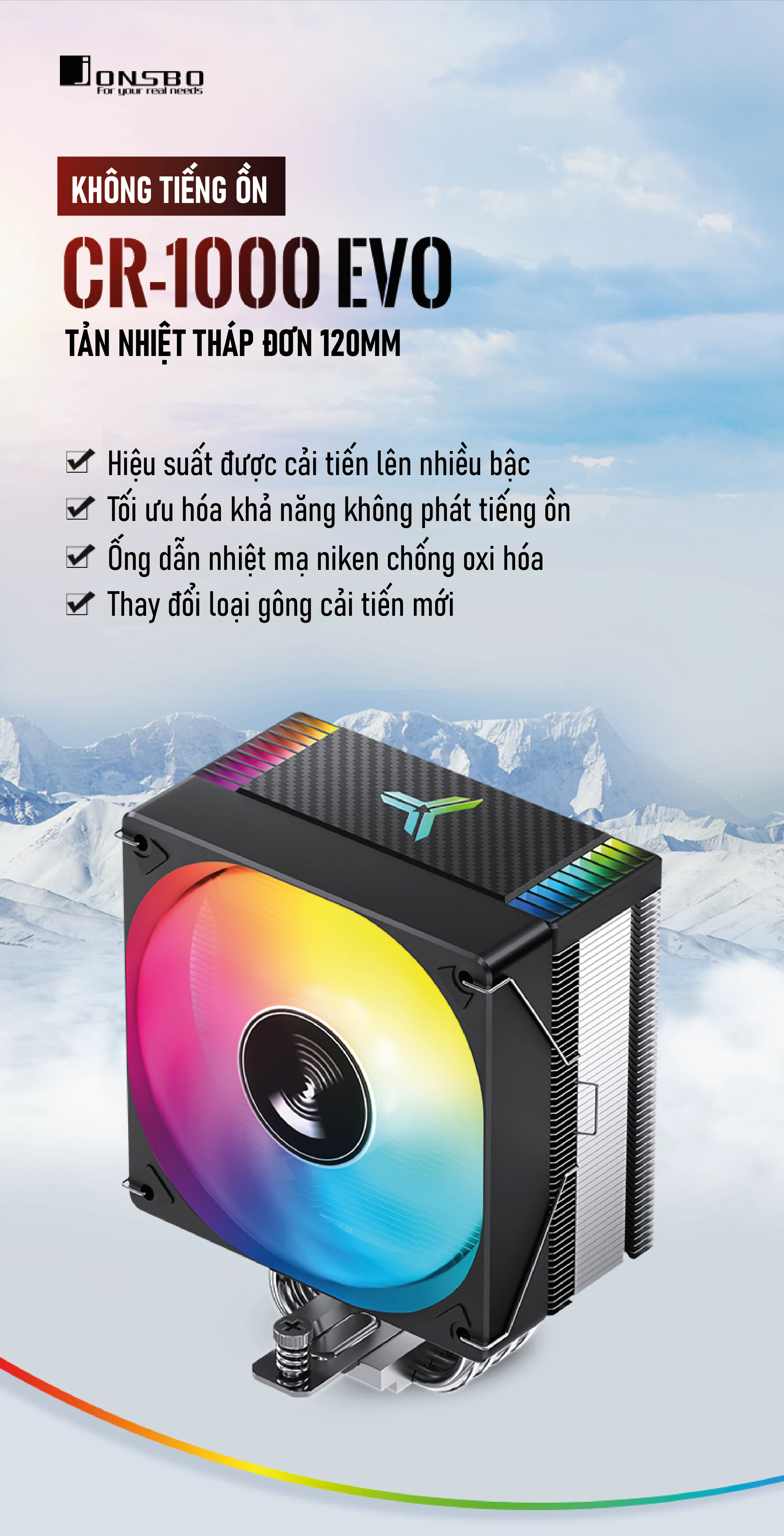 Tản nhiệt khí Jonsbo CR-1000 EVO ARGB Black - NEW