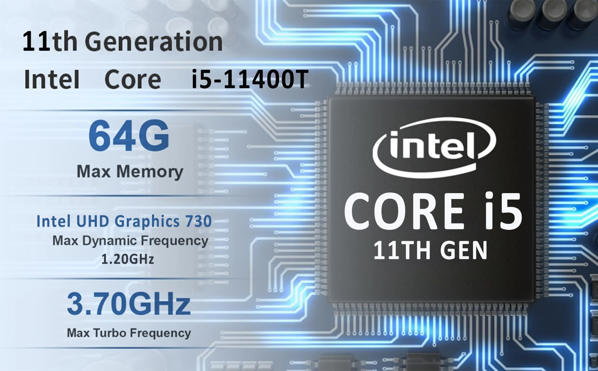 CPU Intel Core i5 11400T 6 nhân 12 luồng Max turbo 3,7 GHz - LGA 1200