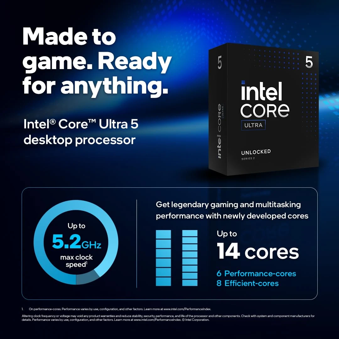 CPU Intel Core Ultra 5 245K - 14 nhân 14 luồng Max turbo 5.2GHz - LGA 1851 - New Tray