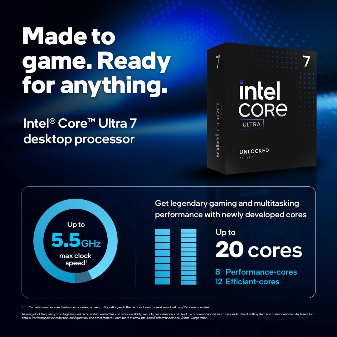 CPU Intel Core Ultra 7 265 - 20 nhân 20 luồng Max turbo 5.3GHz - LGA 1851 - New Tray