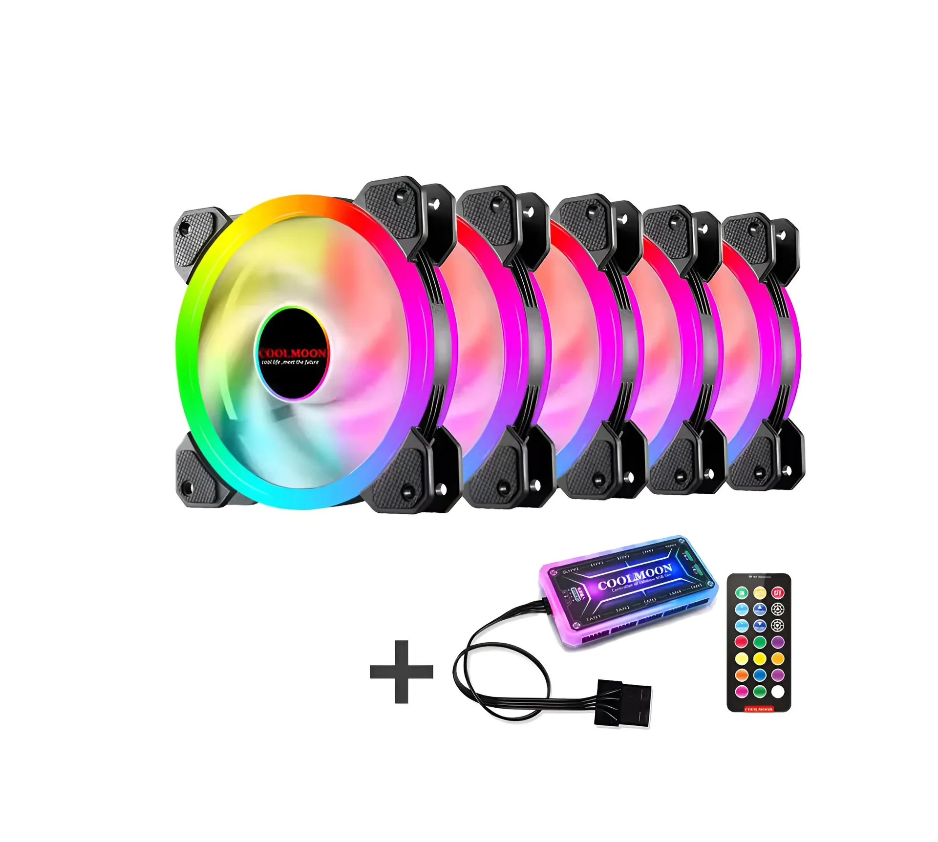 Fan Coolmoon 120 RGB Controller Triple Pack - White - RGB - New
