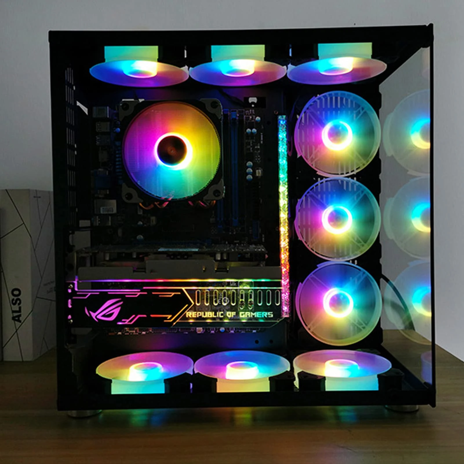 Fan Coolmoon 120mm RGB 6 Fan Pack - Black - RGB - New