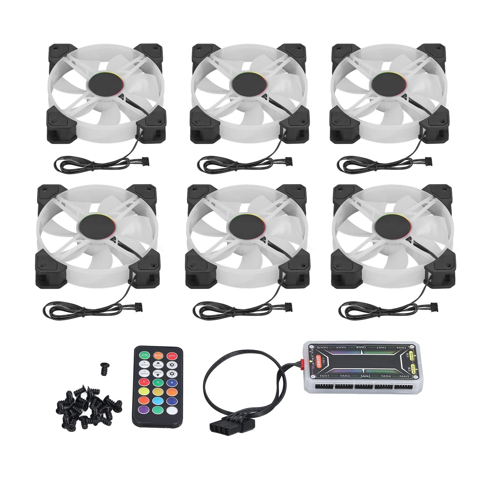 Fan Coolmoon 120mm RGB 6 Fan Pack - Black - RGB - New