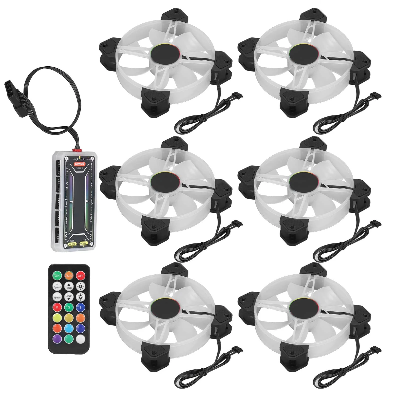 Fan Coolmoon 120mm RGB 6 Fan Pack - Black - RGB - New