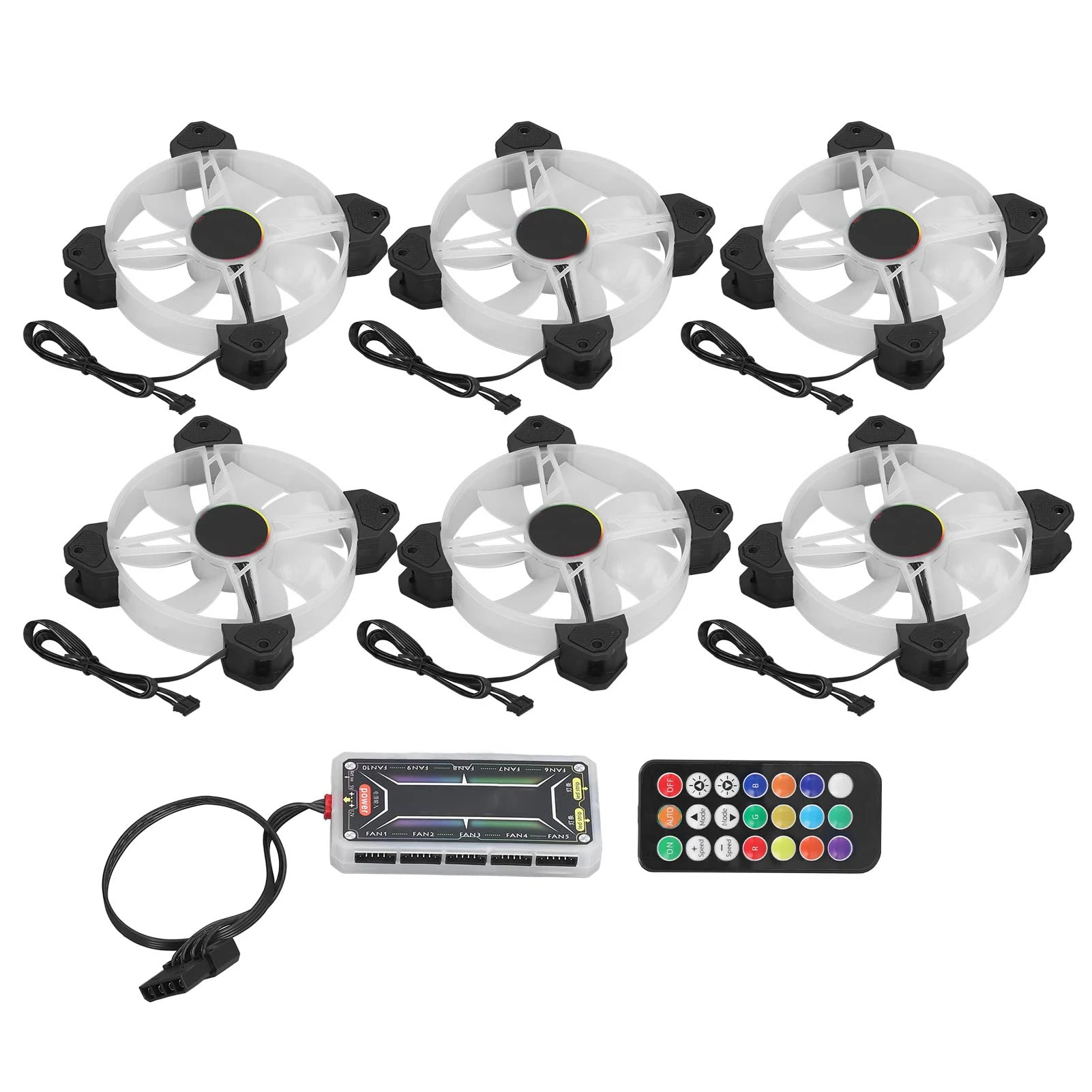 Fan Coolmoon 120mm RGB 6 Fan Pack - Black - RGB - New