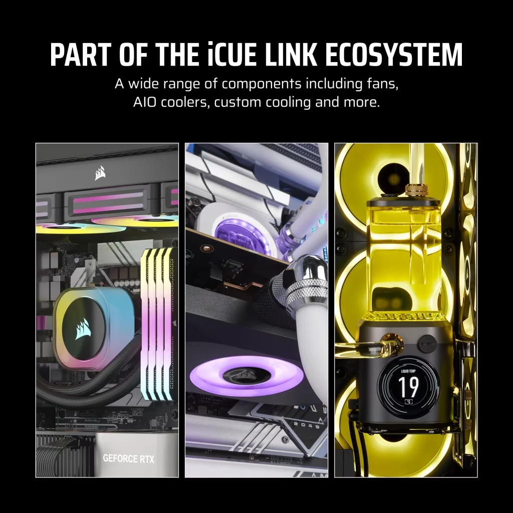Fan Corsair iCUE LINK LX120-R RGB Reverse Blade Starter Kit Triple Pack - Black - ARGB - New