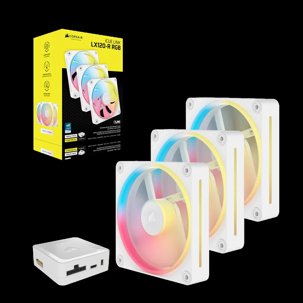 Fan Corsair iCUE LINK LX120-R RGB Reverse Blade Starter Kit Triple Pack - White - ARGB - New