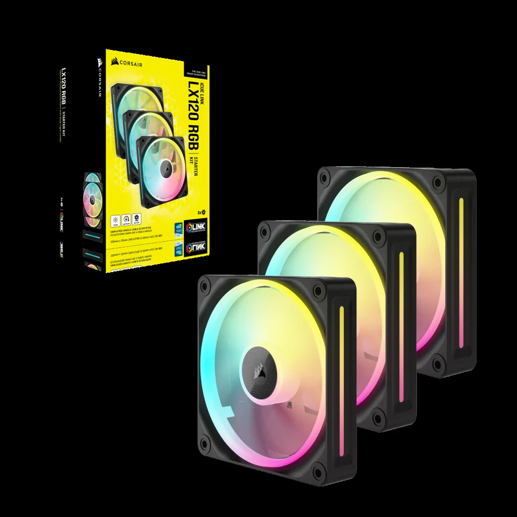 Fan Corsair iCUE LINK LX120 RGB Starter Kit Triple Pack - Black - ARGB - New