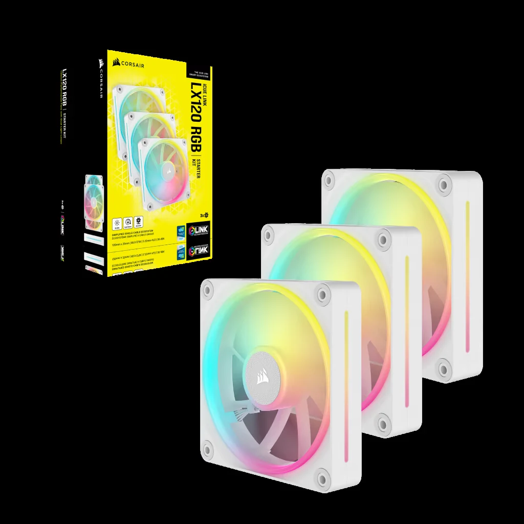 Fan Corsair iCUE LINK LX120 RGB Starter Kit Triple Pack - White - ARGB - New