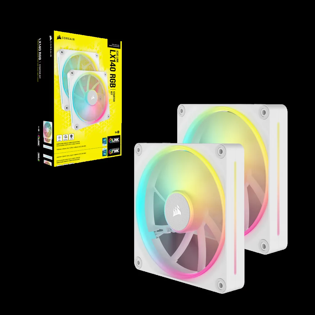 Fan Corsair iCUE LINK LX140 RGB Starter Kit Dual Pack - White - ARGB - New