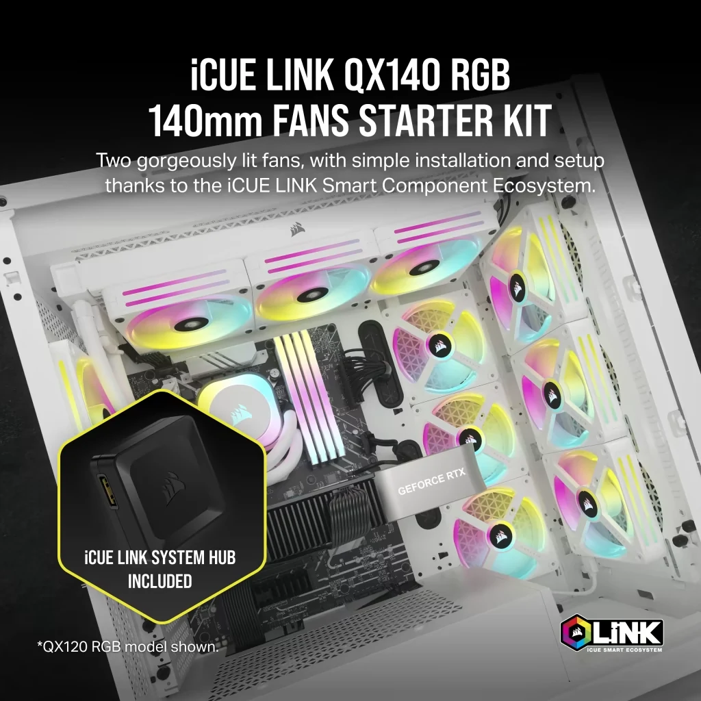 Fan Corsair iCUE LINK QX140 RGB - White - ARGB - New