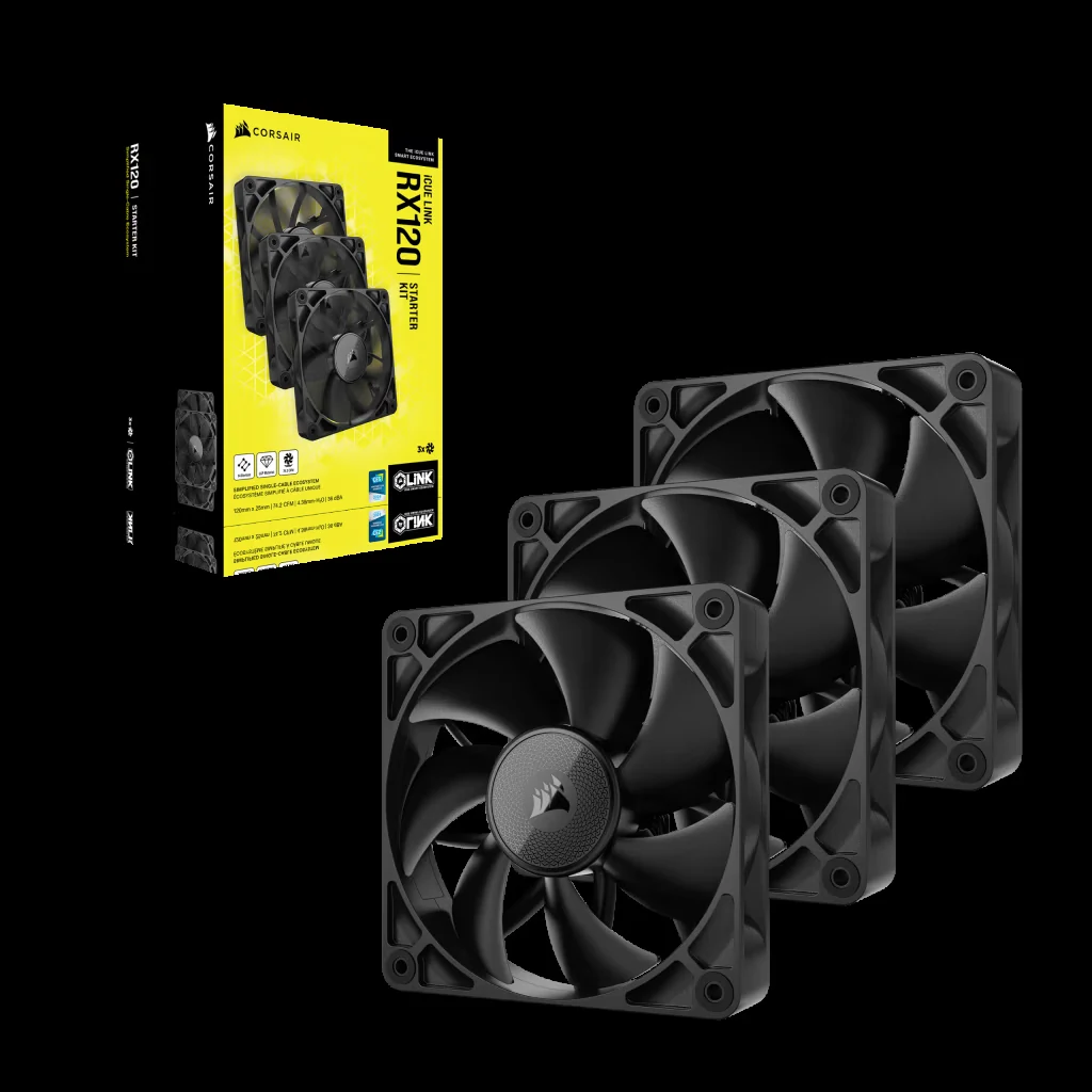 Fan Corsair iCUE LINK RX120 MAX RGB Starter Kit Triple Pack - Black - ARGB - New