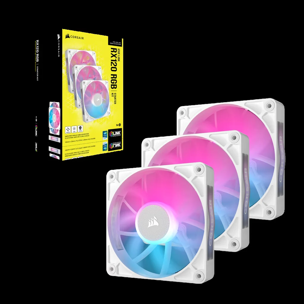Fan Corsair iCUE LINK RX120 RGB Starter Kit Triple Pack - White - ARGB - New