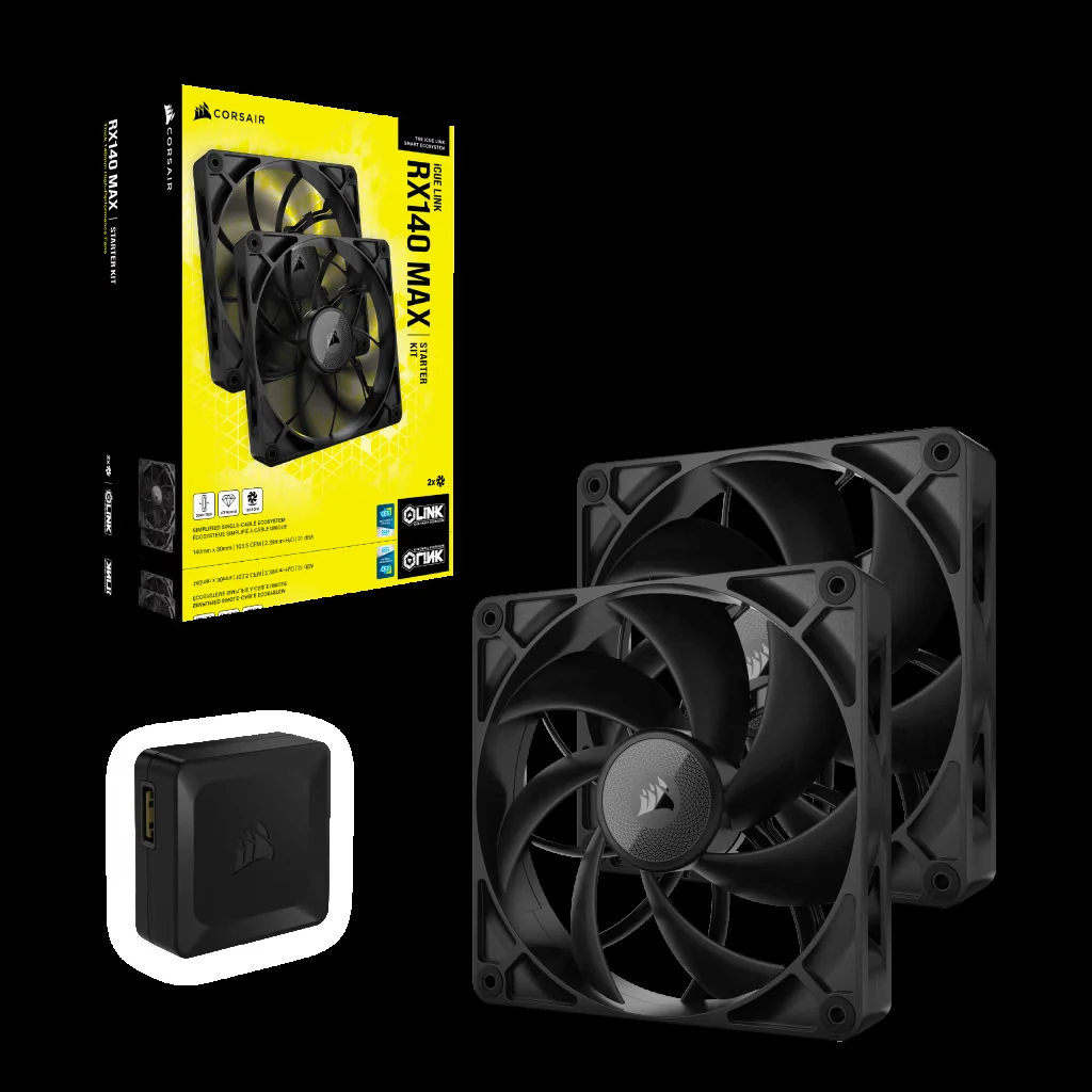 Fan Corsair iCUE LINK RX140 MAX RGB Starter Kit Dual Pack - Black - ARGB - New