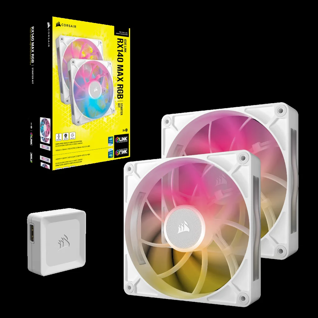 Fan Corsair iCUE LINK RX140 MAX RGB Starter Kit Dual Pack - White - ARGB - New