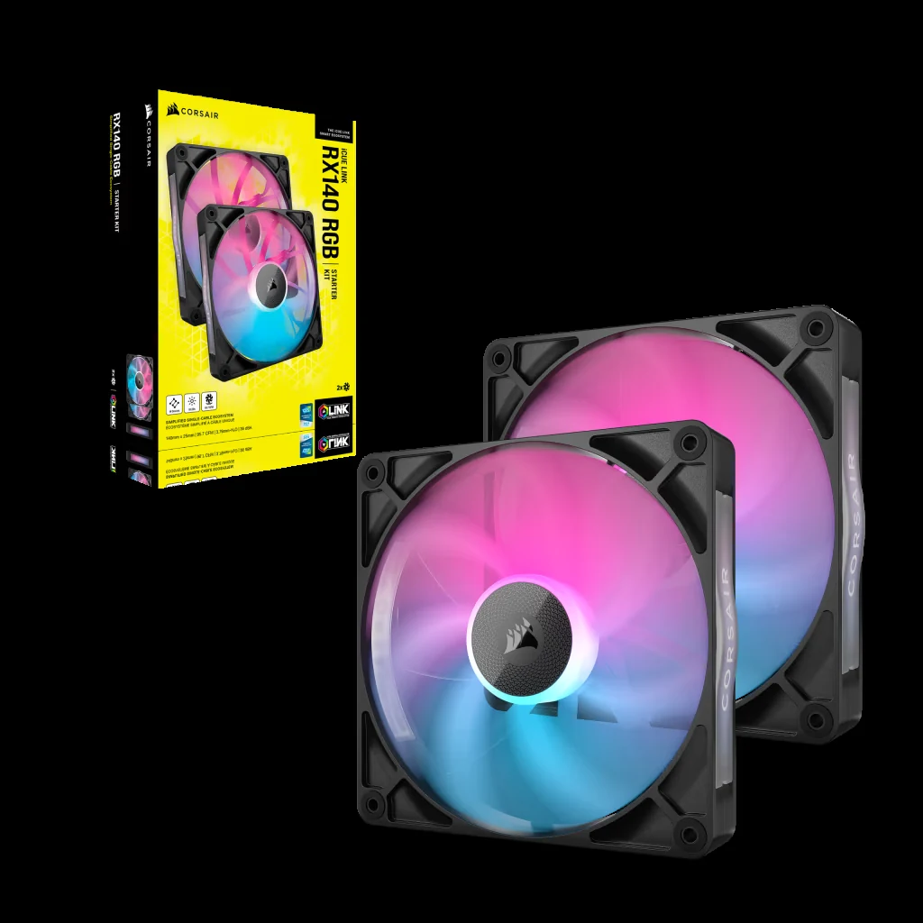 Fan Corsair iCUE LINK RX140 RGB Starter Kit Dual Pack - Black - ARGB - New