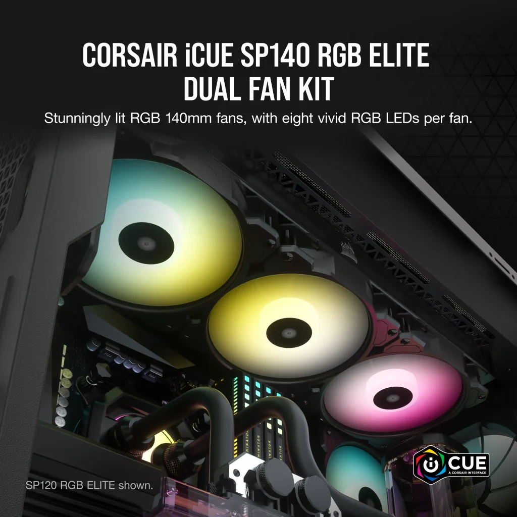 Fan Corsair iCUE SP140 RGB ELITE Dual Pack - Black - ARGB - New
