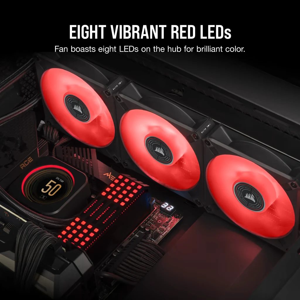 Fan Corsair ML120 PRO LED Red - Black/Red - LED - New