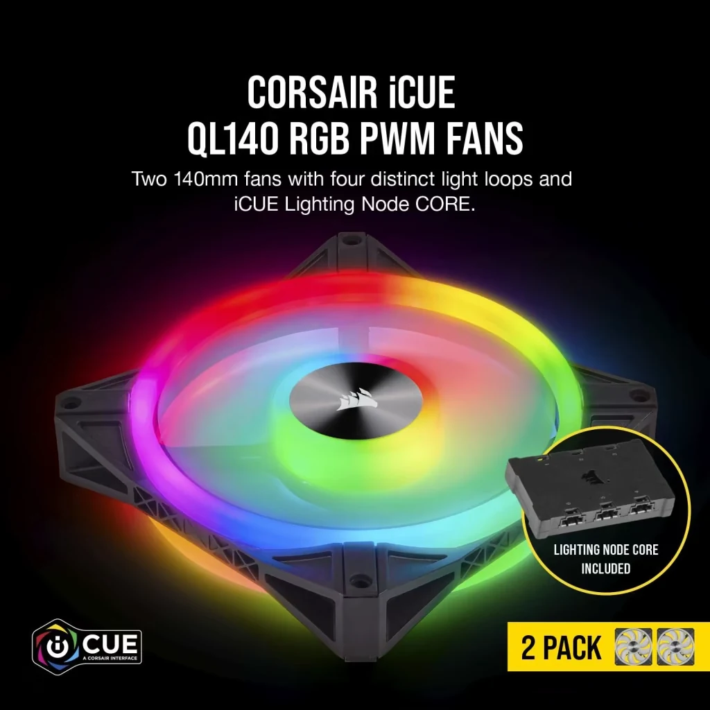 Fan Corsair QL140 RGB Dual Pack - Black - RGB - New