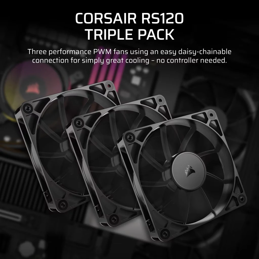 Fan Corsair RS120 Triple Pack - Black - PWM - New