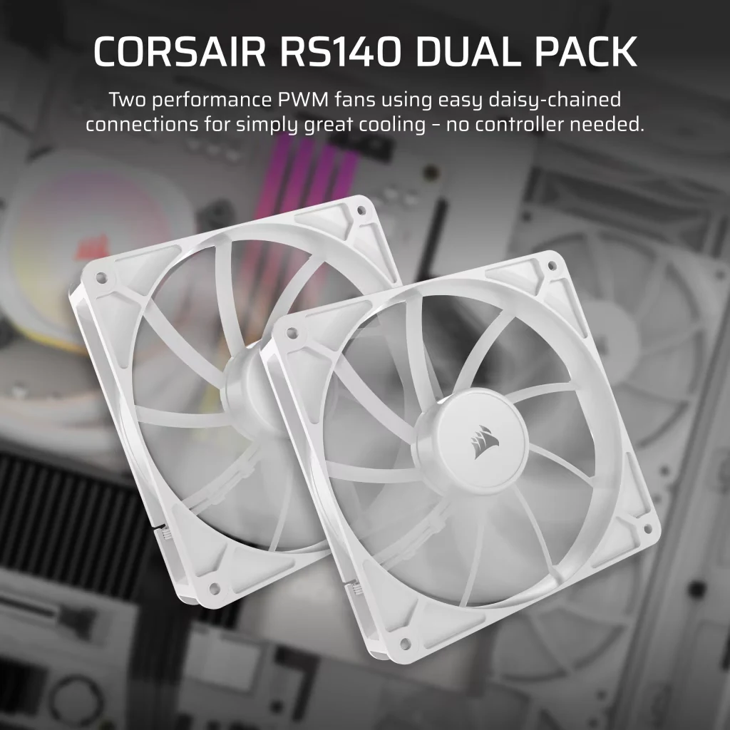 Fan Corsair RS140 Dual Pack - White - PWM - New