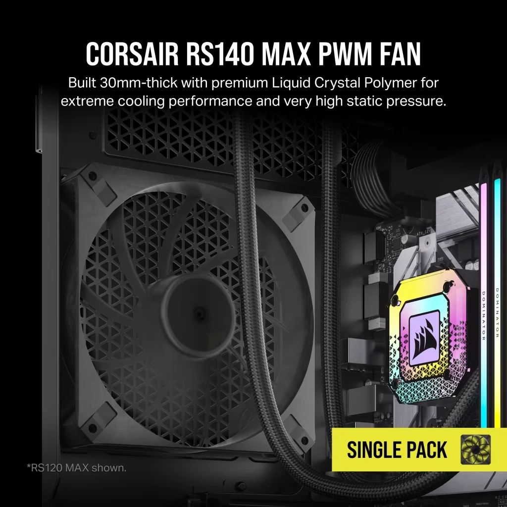 Fan Corsair RS140 MAX - Black - PWM - New