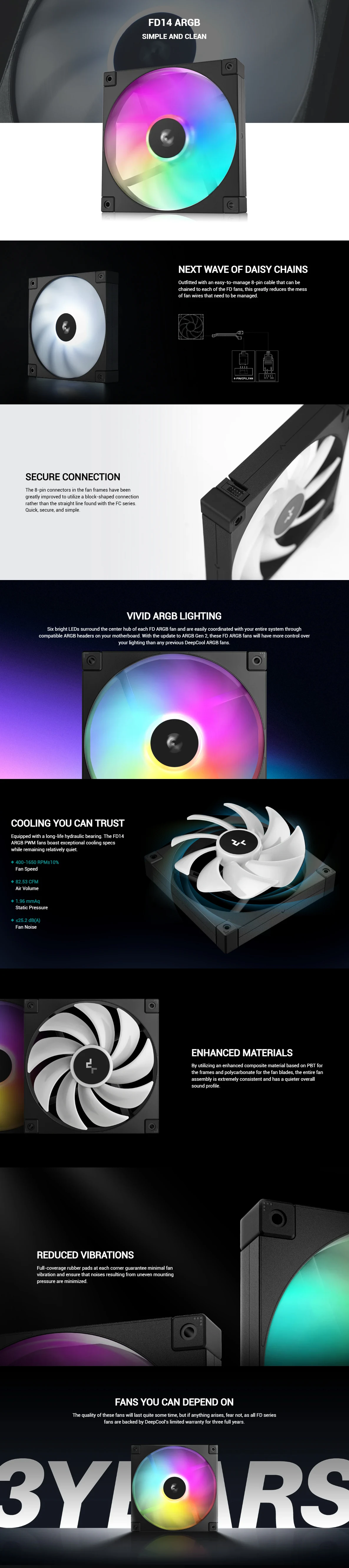 Fan DeepCool FD14 ARGB - Black - ARGB - New