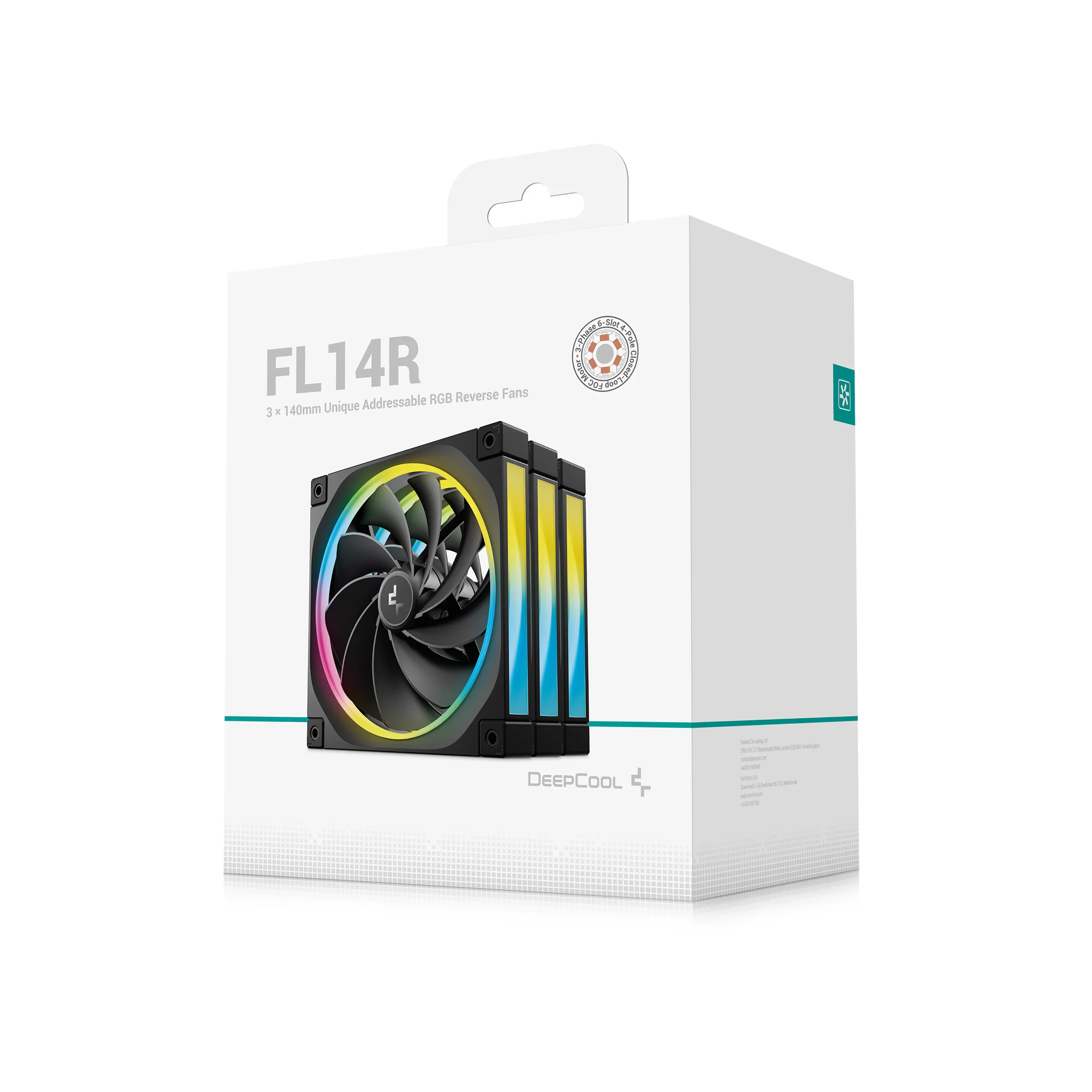 Fan DeepCool FL14R Reverse Blade Triple Pack - Black - ARGB - New