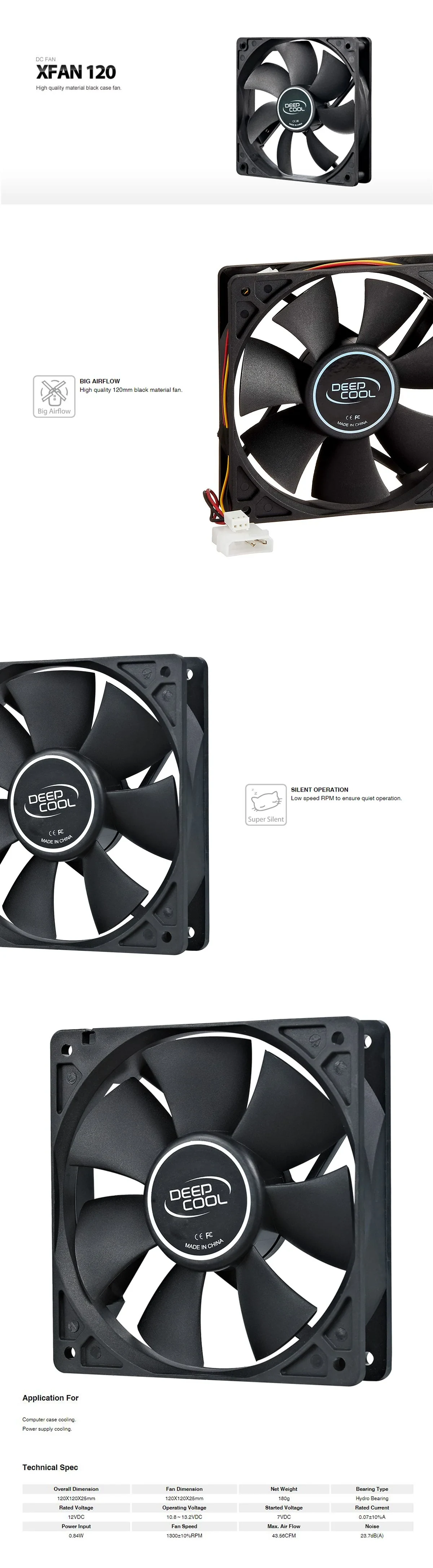 Fan DeepCool XFAN 120 - Black - PWM - New