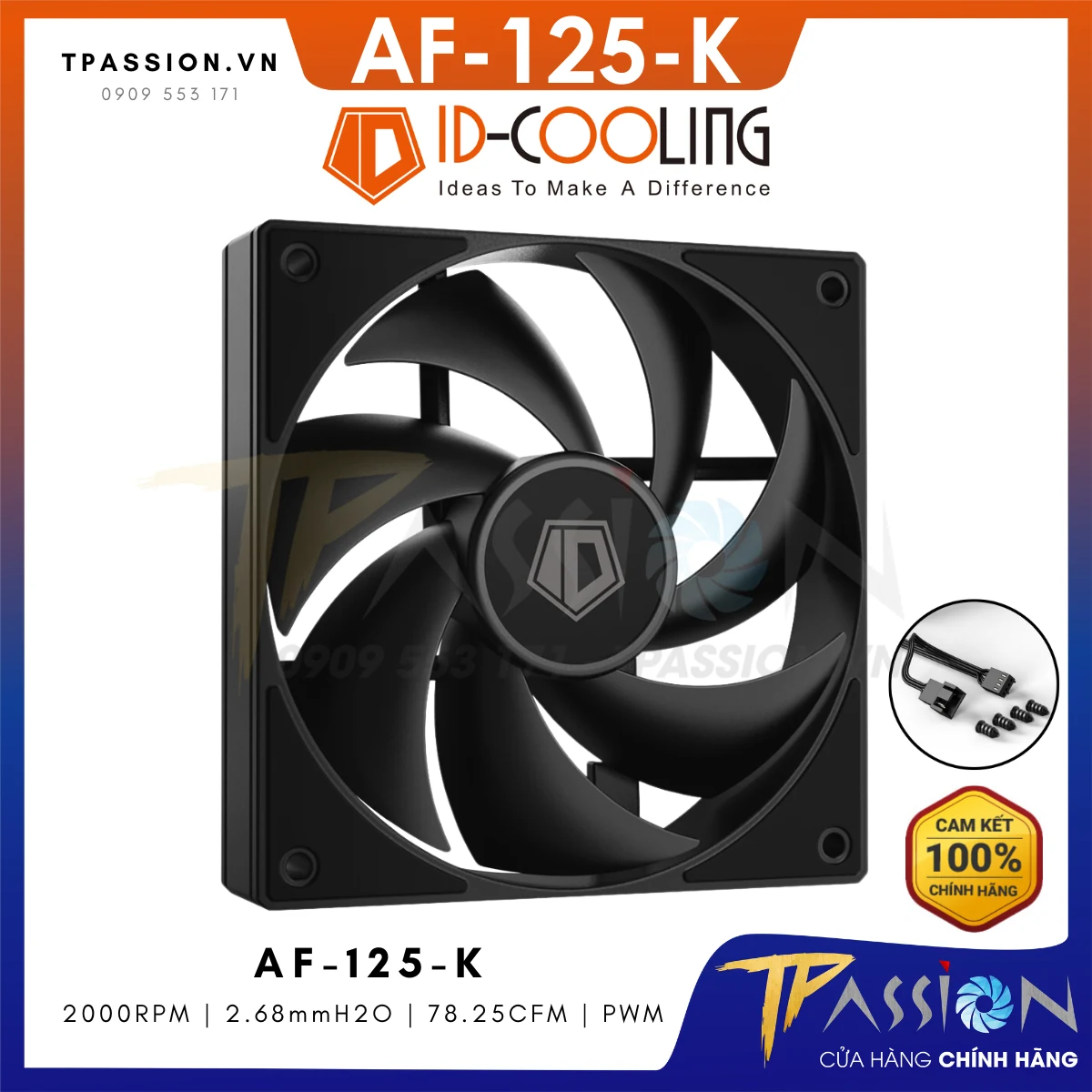Fan ID-Cooling AF-125-K - Black - PWM - New