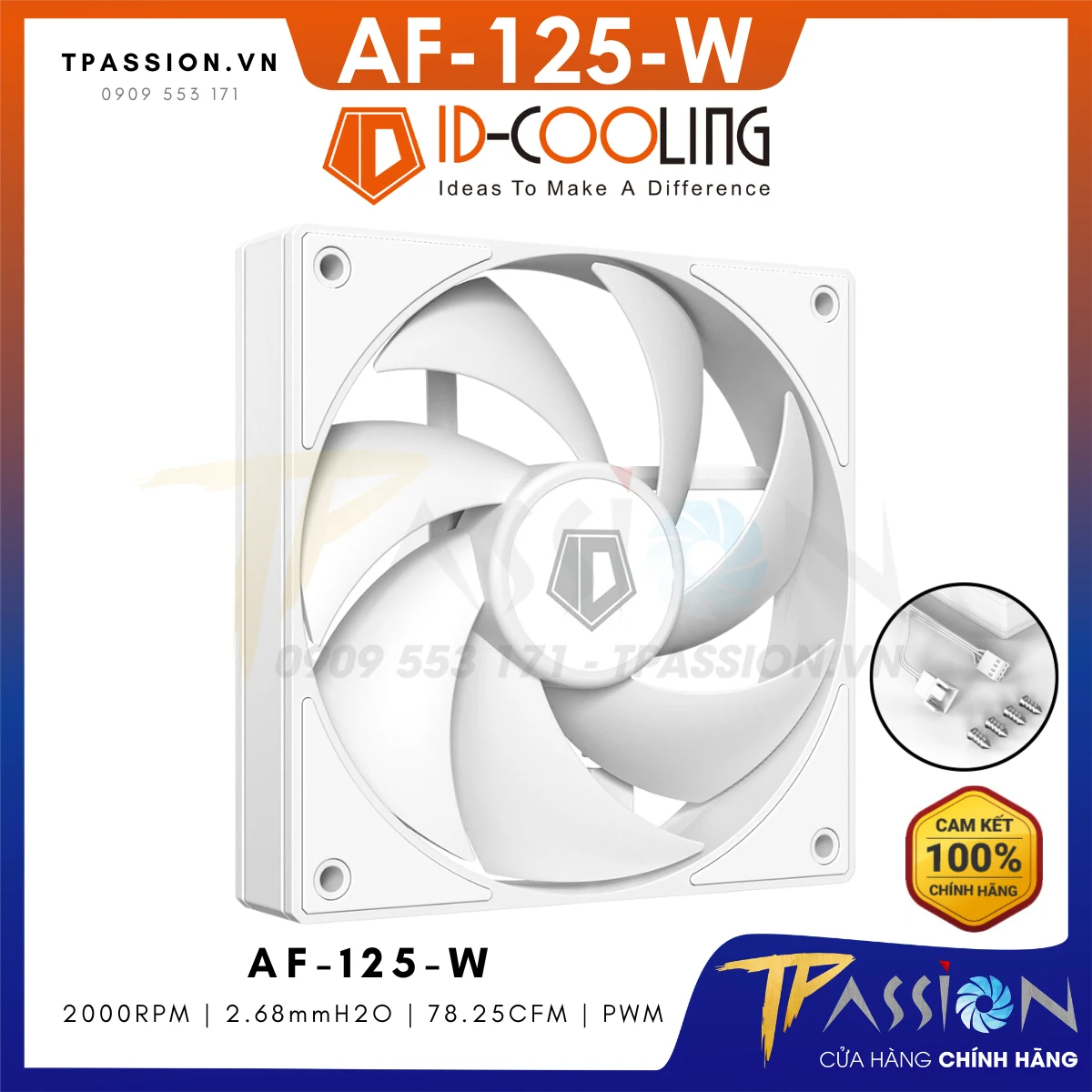 Fan ID-Cooling AF-125-W - White - PWM - New