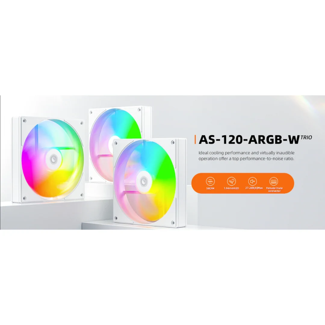 Fan ID-Cooling AS-120-ARGB-W TRIO Triple Pack - White - ARGB - New