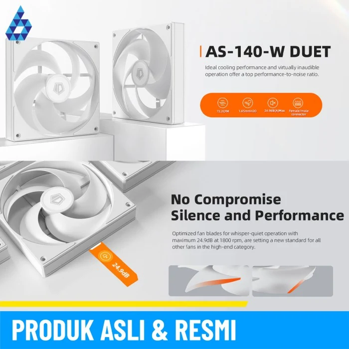 Fan ID-Cooling AS-140-W DUET Dual Pack - White - PWM - New