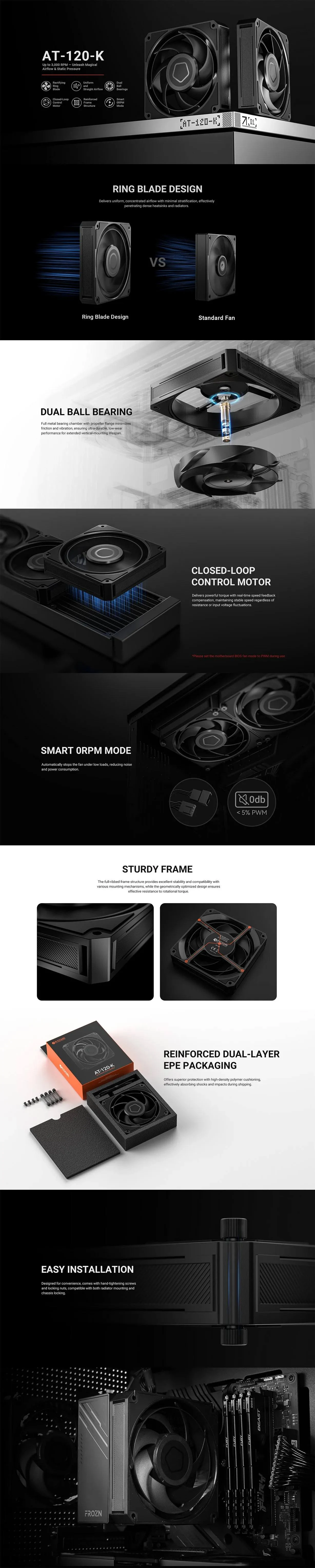 Fan ID-Cooling AT-120-K - Black - PWM - New