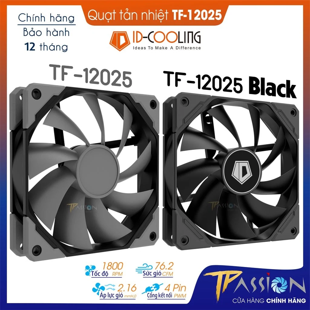 Fan ID-Cooling TF-12025-PRO SW - Black/White - PWM - New