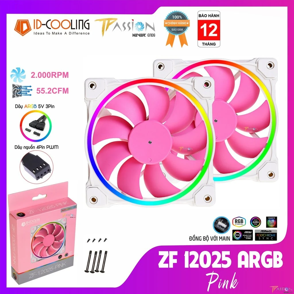 Fan ID-Cooling ZF-12025-PINK - Pink - LED - New
