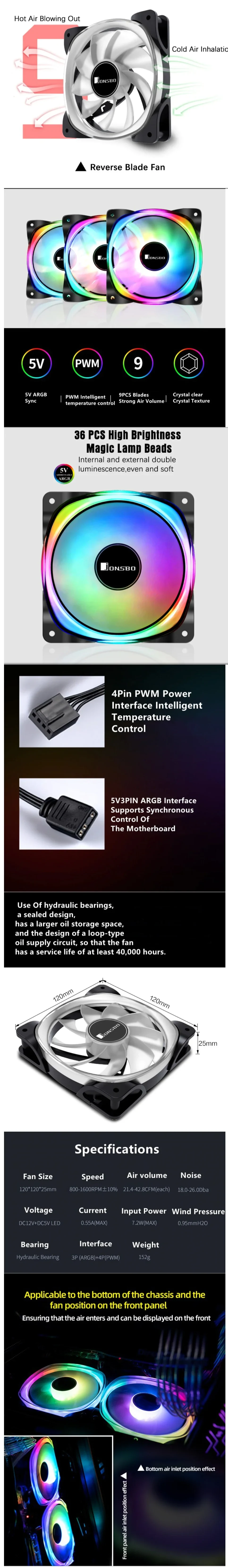 Fan Jonsbo FR-701 ARGB PWM - Black - ARGB - New